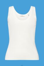 Women Esprit Off White Ribbed, sleeveless jumper, linen blend Sweaters XF4444108 - Image 5