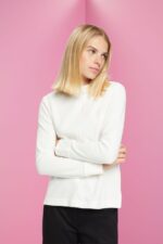 Women Esprit Off White Stand-up collar sweatshirt, cotton blend Sweatshirts & Hoodies XF4444446