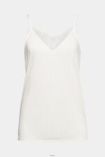 Women Esprit Off White Top with lace, LENZING ECOVERO Top XF4444243 - Image 5