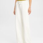 Women Esprit Off White Wide leg sweatpants Trousers & Pants XF4444527