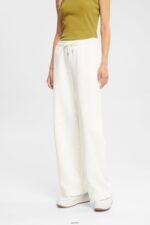 Women Esprit Off White Wide leg sweatpants Trousers & Pants XF4444527