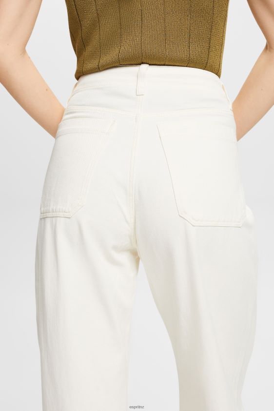 Women Esprit Off White Wide leg twill trousers, 100% cotton Trousers & Pants XF44444 - Image 3