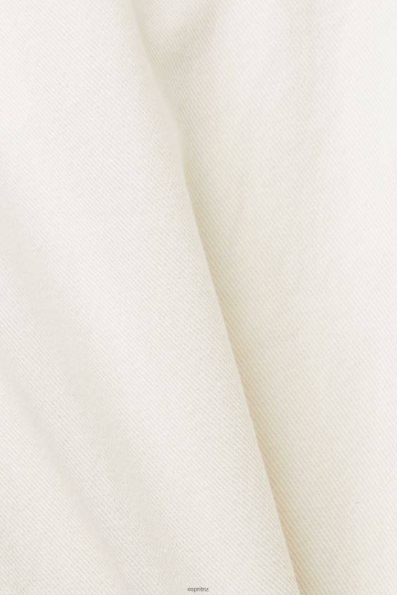 Women Esprit Off White Wide leg twill trousers, 100% cotton Trousers & Pants XF44444 - Image 4
