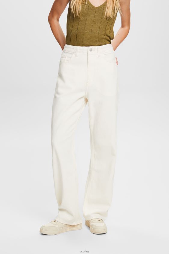 Women Esprit Off White Wide leg twill trousers, 100% cotton Trousers & Pants XF44444 - Image 1