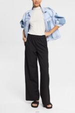 Women Esprit Off White With TENCEL: T-shirt with band collar T-Shirts XF4444562 - Image 2