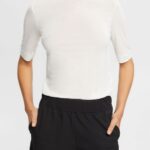 Women Esprit Off White With TENCEL: T-shirt with band collar T-Shirts XF4444562