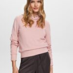 Women Esprit Old Pink Embroidered logo hoodie, organic cotton Sweatshirts & Hoodies XF44449