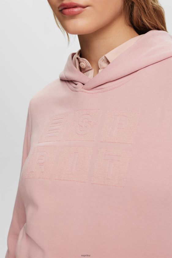 Women Esprit Old Pink Embroidered logo hoodie, organic cotton Sweatshirts & Hoodies XF44449 - Image 3