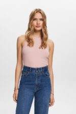 Women Esprit Old Pink Ribbed tank top Tank XF444414