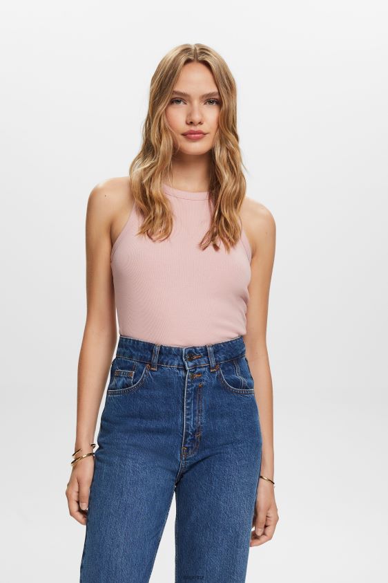 women_esprit_old_pink_ribbed_tank_top_tank_xf444414.jpg Women Esprit Old Pink Ribbed tank top Tank XF444414 - Image 1