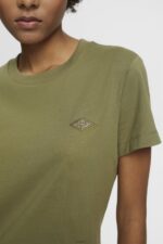 Women Esprit Olive Cotton T-shirt with embroidered logo T-Shirts XF4444149 - Image 3