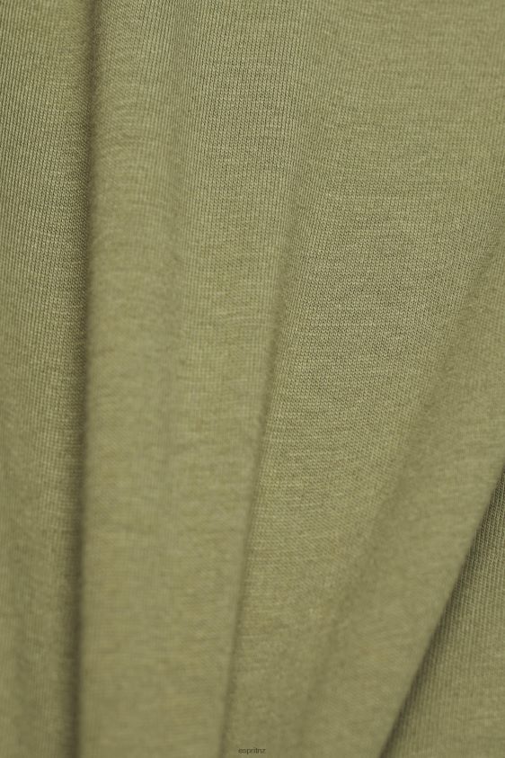 Women Esprit Olive Cotton T-shirt with embroidered logo T-Shirts XF4444149 - Image 4