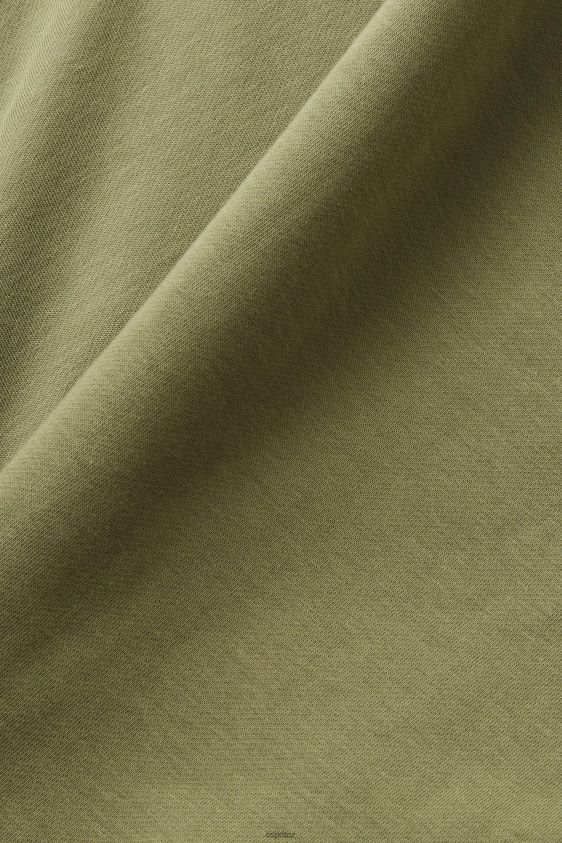 Women Esprit Olive Cropped zip hoodie with logo print on the back Sweatshirts & Hoodies XF4444164 - Image 4