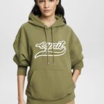 Women Esprit Olive Logo print hoodie Sweatshirts & Hoodies XF4444170