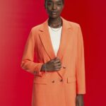 Women Esprit Orange Red Oversized double-breasted blazer Coats XF4444313