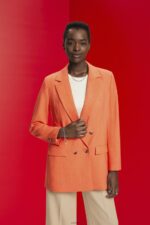 Women Esprit Orange Red Oversized double-breasted blazer Coats XF4444313