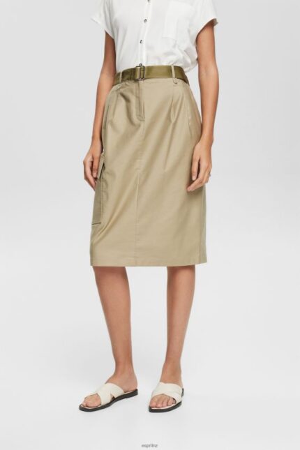 Women Esprit Pale Khaki Cargo-style midi skirt Skirts XF4444535