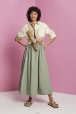 Women Esprit Pale Khaki Cotton Midi Dress Dresses XF4444184 - Image 2