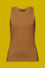 Women Esprit Pale Khaki Ribbed tank top Tank XF4444302 - Image 5