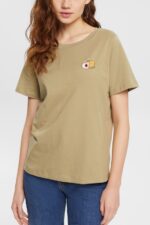 Women Esprit Pale Khaki T-shirt with embroidered motif T-Shirts XF4444557