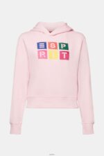 Women Esprit Pastel Pink Embroidered logo hoodie, organic cotton Sweatshirts & Hoodies XF444411 - Image 5