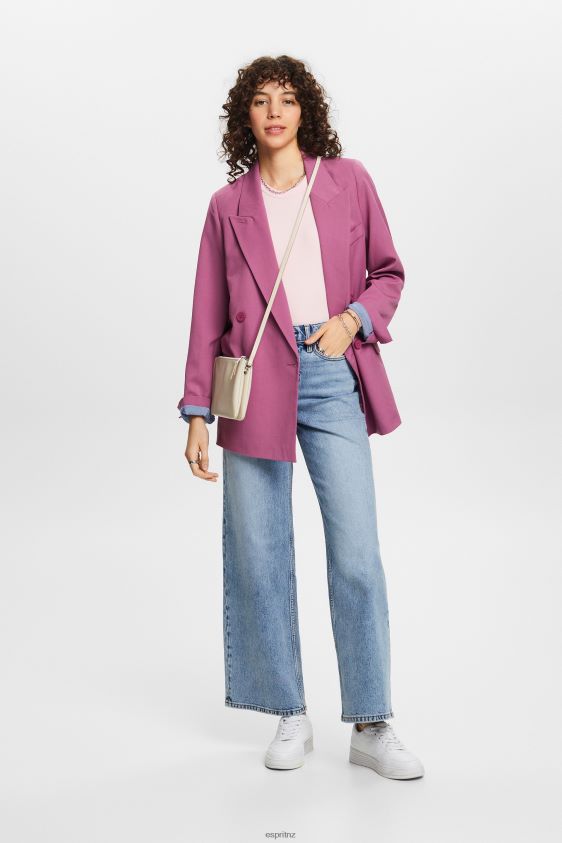 Women Esprit Pastel Pink Ribbed jersey t-shirt T-Shirts XF44442 - Image 2