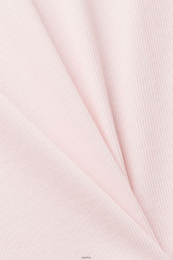 Women Esprit Pastel Pink Ribbed jersey t-shirt T-Shirts XF44442 - Image 4