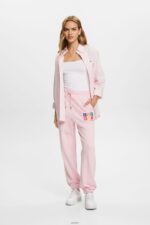 Women Esprit Pastel Pink Tracksuit bottoms with logo, organic cotton Trousers & Pants XF44446 - Image 2