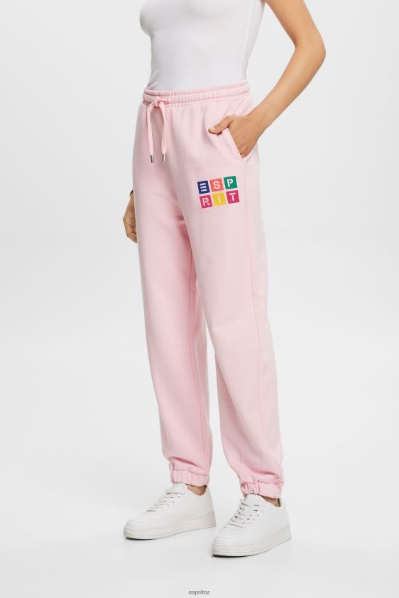 Women Esprit Pastel Pink Tracksuit bottoms with logo, organic cotton Trousers & Pants XF44446 - Image 1