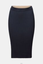 Women Esprit Petrol Blue Ribbed Knit Midi Skirt Skirts XF444421 - Image 5