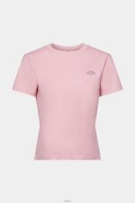 Women Esprit Pink Cotton T-shirt with embroidered logo T-Shirts XF4444152 - Image 5