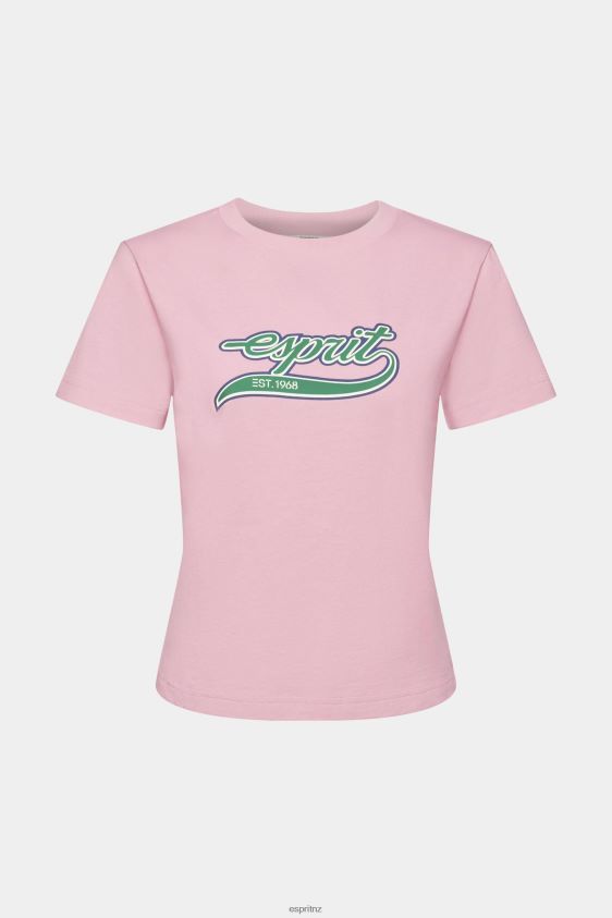 Women Esprit Pink Cotton T-shirt with printed logo T-Shirts XF4444146 - Image 5