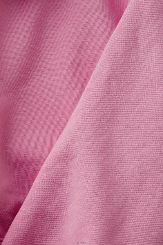 Women Esprit Pink Cropped zip hoodie with logo print on the back Sweatshirts & Hoodies XF4444167 - Image 4