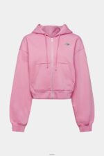 Women Esprit Pink Cropped zip hoodie with logo print on the back Sweatshirts & Hoodies XF4444167 - Image 5