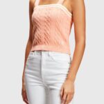 Women Esprit Pink Dolphin logo cable sweater camisole Sweaters XF4444410