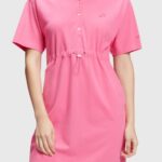 Women Esprit Pink Dolphin Tennis Club Pleated Polo Dress Dresses XF4444503