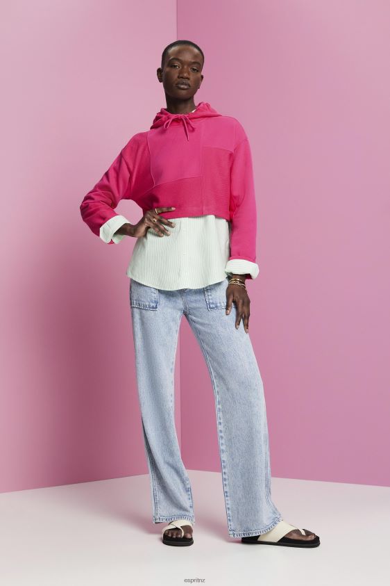 Women Esprit Pink Fuchsia Cropped patchwork hoodie Sweatshirts & Hoodies XF4444290 - Image 2
