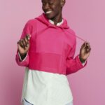 Women Esprit Pink Fuchsia Cropped patchwork hoodie Sweatshirts & Hoodies XF4444290