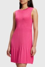Women Esprit Pink Fuchsia Pleated fit and flare dress Dresses XF4444385 - Image 2