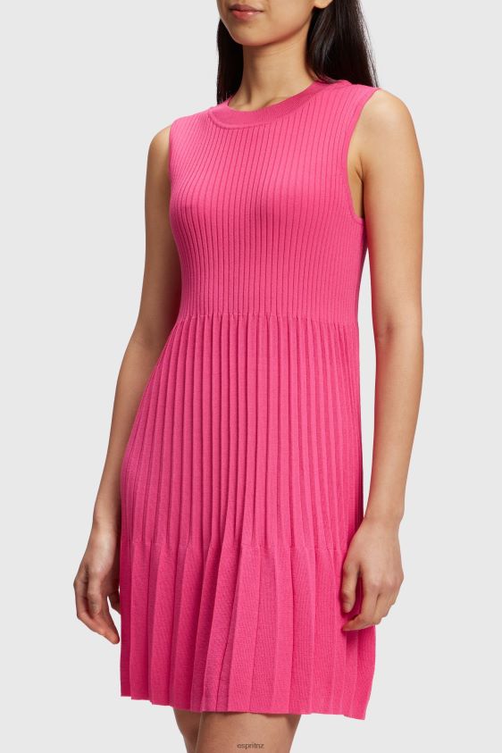 Women Esprit Pink Fuchsia Pleated fit and flare dress Dresses XF4444385 - Image 2