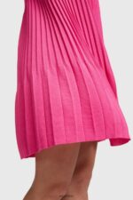 Women Esprit Pink Fuchsia Pleated fit and flare dress Dresses XF4444385 - Image 4