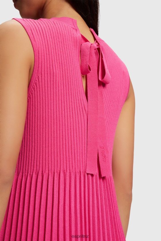 Women Esprit Pink Fuchsia Pleated fit and flare dress Dresses XF4444385 - Image 5