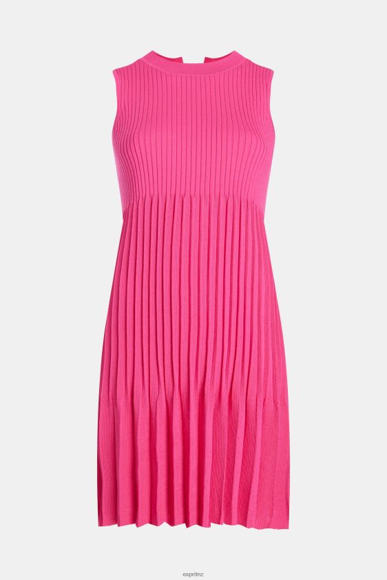 Women Esprit Pink Fuchsia Pleated fit and flare dress Dresses XF4444385 - Image 6