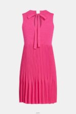 Women Esprit Pink Fuchsia Pleated fit and flare dress Dresses XF4444385 - Image 7