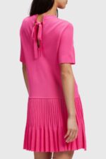 Women Esprit Pink Fuchsia Pleated peplum dress Dresses XF4444380 - Image 3