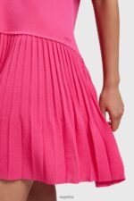 Women Esprit Pink Fuchsia Pleated peplum dress Dresses XF4444380 - Image 4