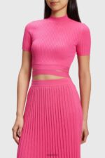 Women Esprit Pink Fuchsia Pleated top Sweaters XF4444379