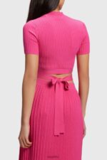 Women Esprit Pink Fuchsia Pleated top Sweaters XF4444379 - Image 3