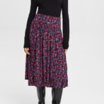 Women Esprit Pink Printed midi-skirt with gathers Skirts XF4444421