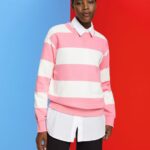 Women Esprit Pink Striped sweatshirt Sweatshirts & Hoodies XF4444402